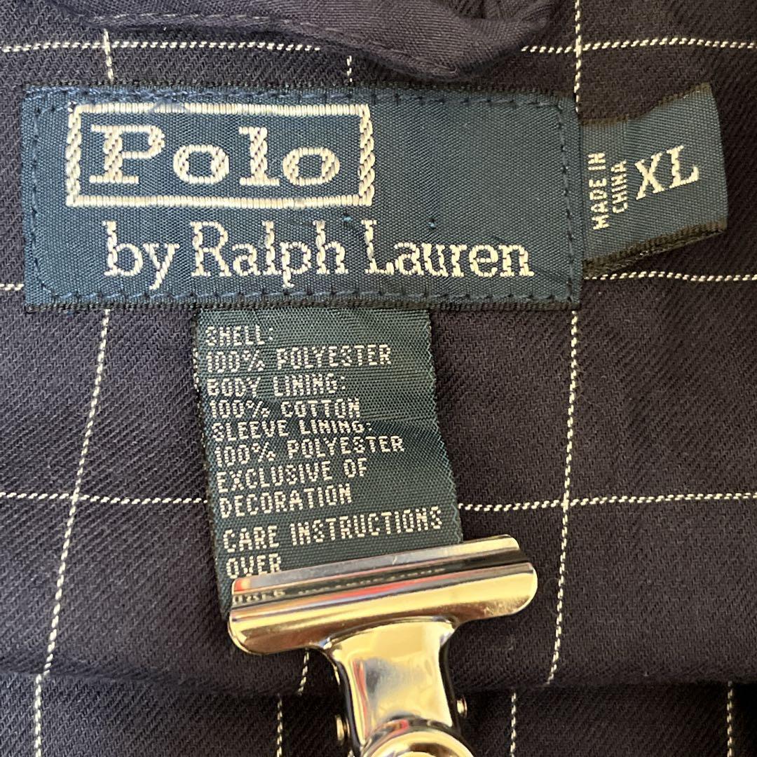 Ralph Lauren ラルフローレン スイングトップ ハリントンジャケット 2XL 紺 ネイビー ワンポイント 刺繍ポニー 裏地チェック HTK2952_画像8