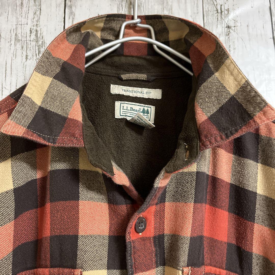 LLBean エルエルビーン 裏地フリース 長袖 ネルシャツ シャツ
