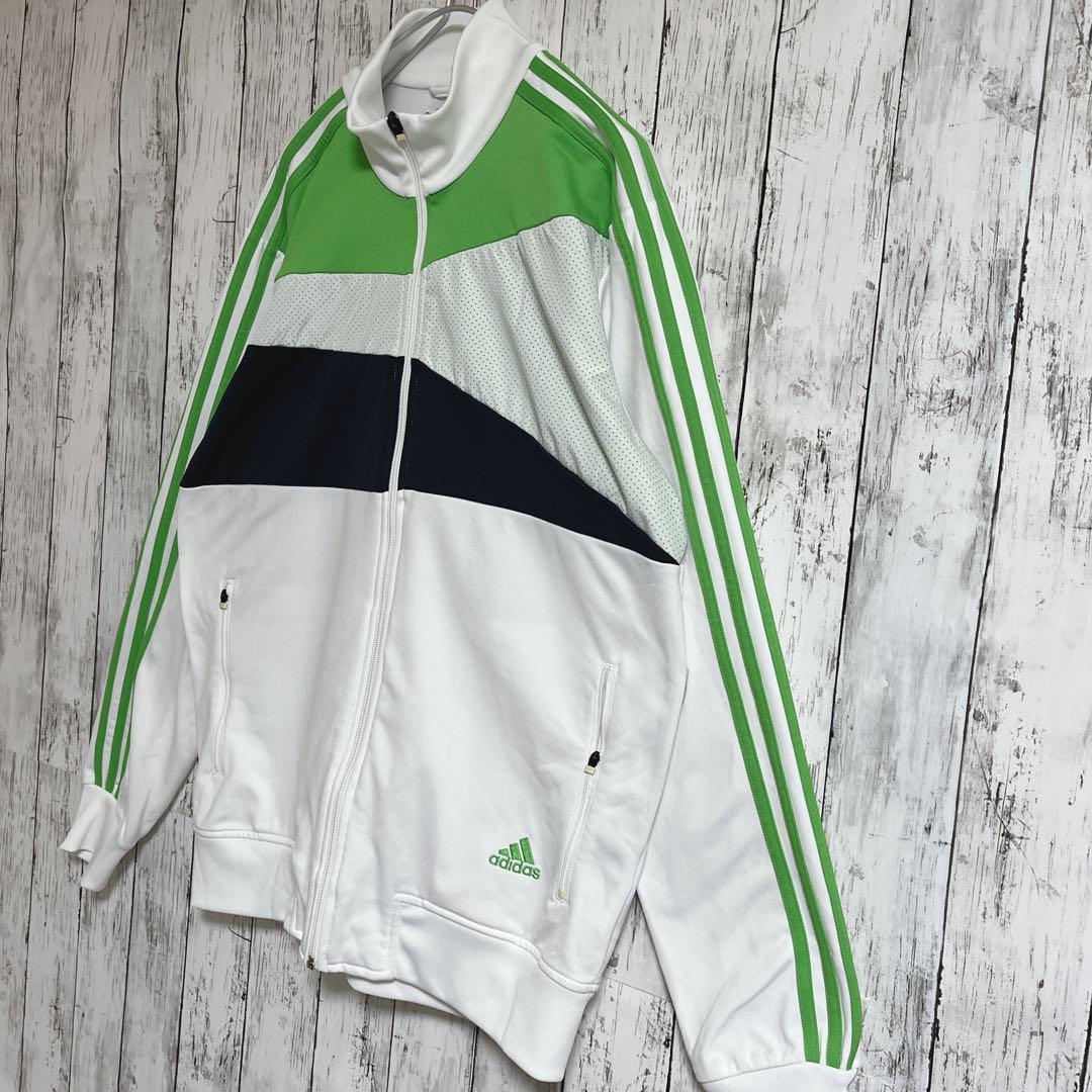 adidas Adidas спортивная куртка джерси XL белый зеленый one отметка кромка вышивка Performance Logo US б/у одежда American Casual HTK3019