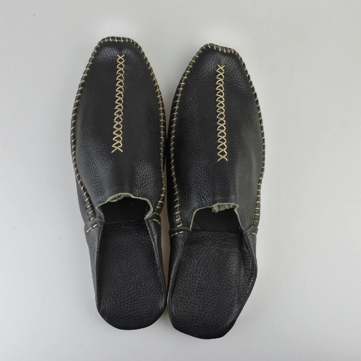 モロッコ製 メンズレザーサンダルスリッパ（屋内屋外兼用）ブラック／27～28cm／adam slippers／本革_画像3