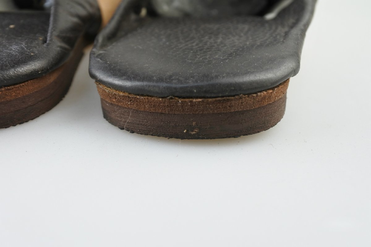 【アウトレット】モロッコ製 メンズレザーサンダルスリッパ（屋内屋外兼用）ブラック×ベージュ／27～28cm／adam slippers／本革_画像6