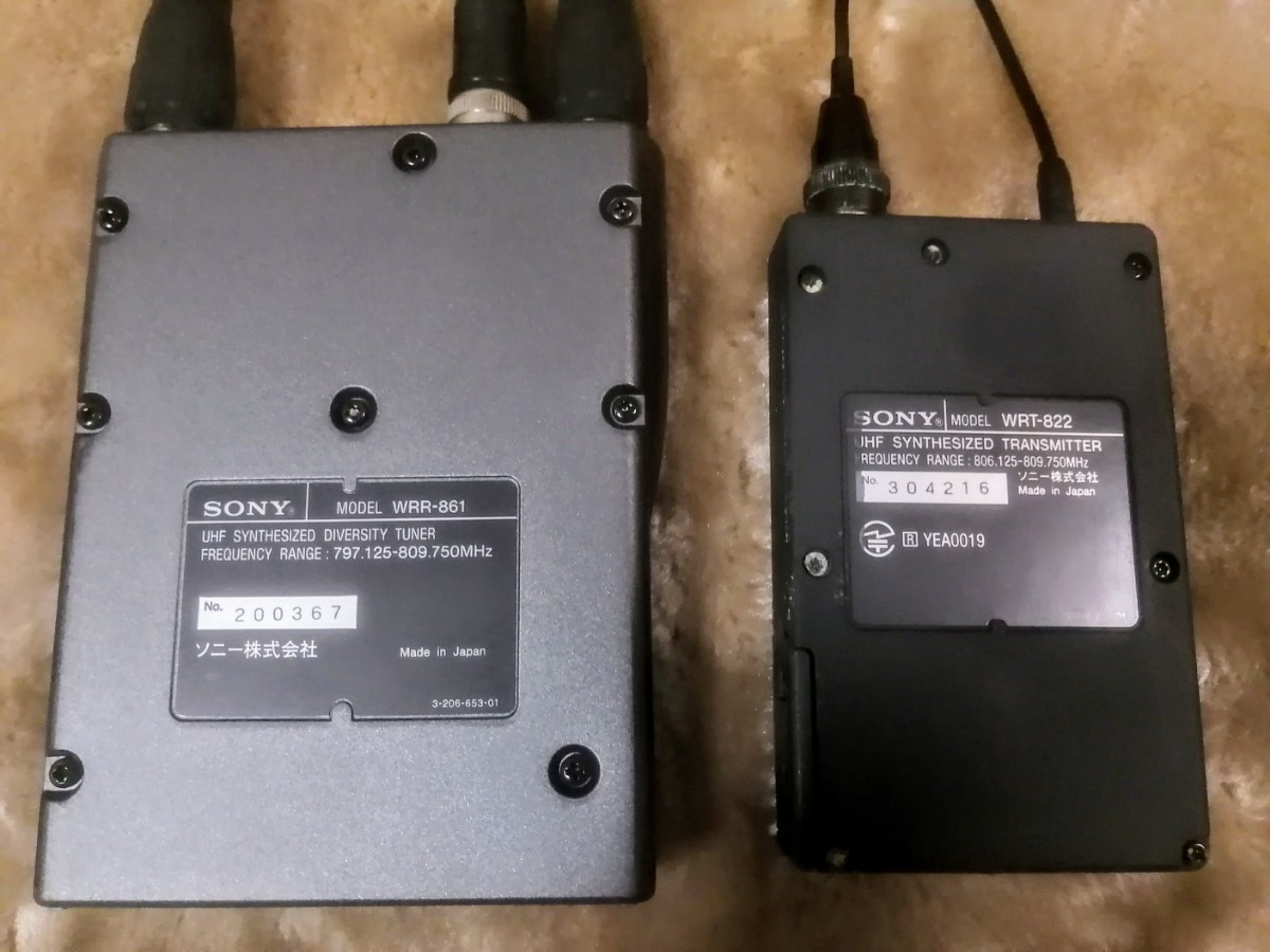 SONY WRR-861とWRT-822 完動品 B帯ワイヤレスピンマイク 放送用 SONY WRR-861とWRT-822 完動品 B帯ワイヤレスピンマイク 放送用
