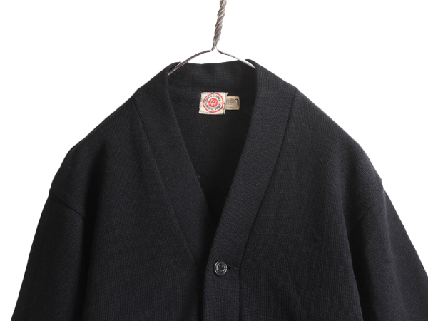 40s 50s black * LOWE & CAMPBELL wool knitted Work cardigan men's M degree / 40 period 50 period Vintage Pachi poke black sweater 