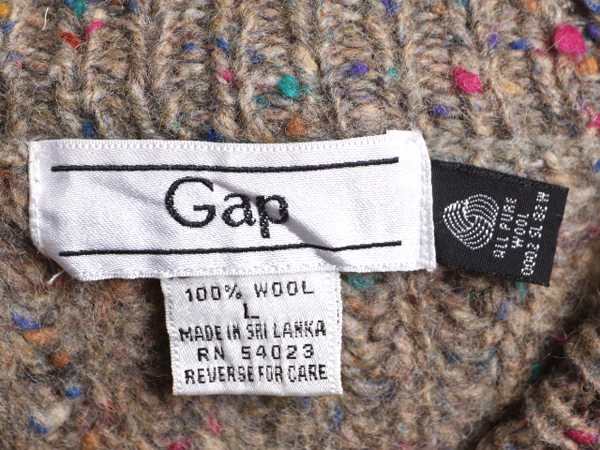 80s OLD GAP ウール ニット セーター レディース L 古着 80年代 ヴィンテージ オールド ギャップ リブ編み ネップ 厚手 チャンキー 旧タグ_画像4