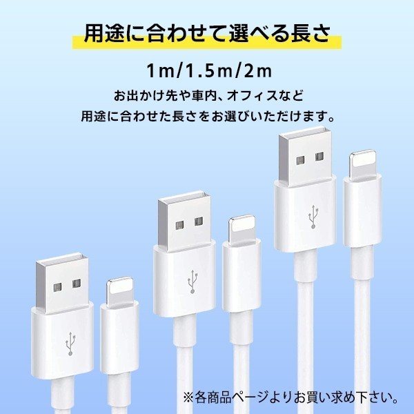 送料無料[3]iPhone Lightning ケーブル 1m USB Type-A to Lightning PD 急速充電 データ通信 データ転送 スマホ 充電コード 充電ケーブル_画像5