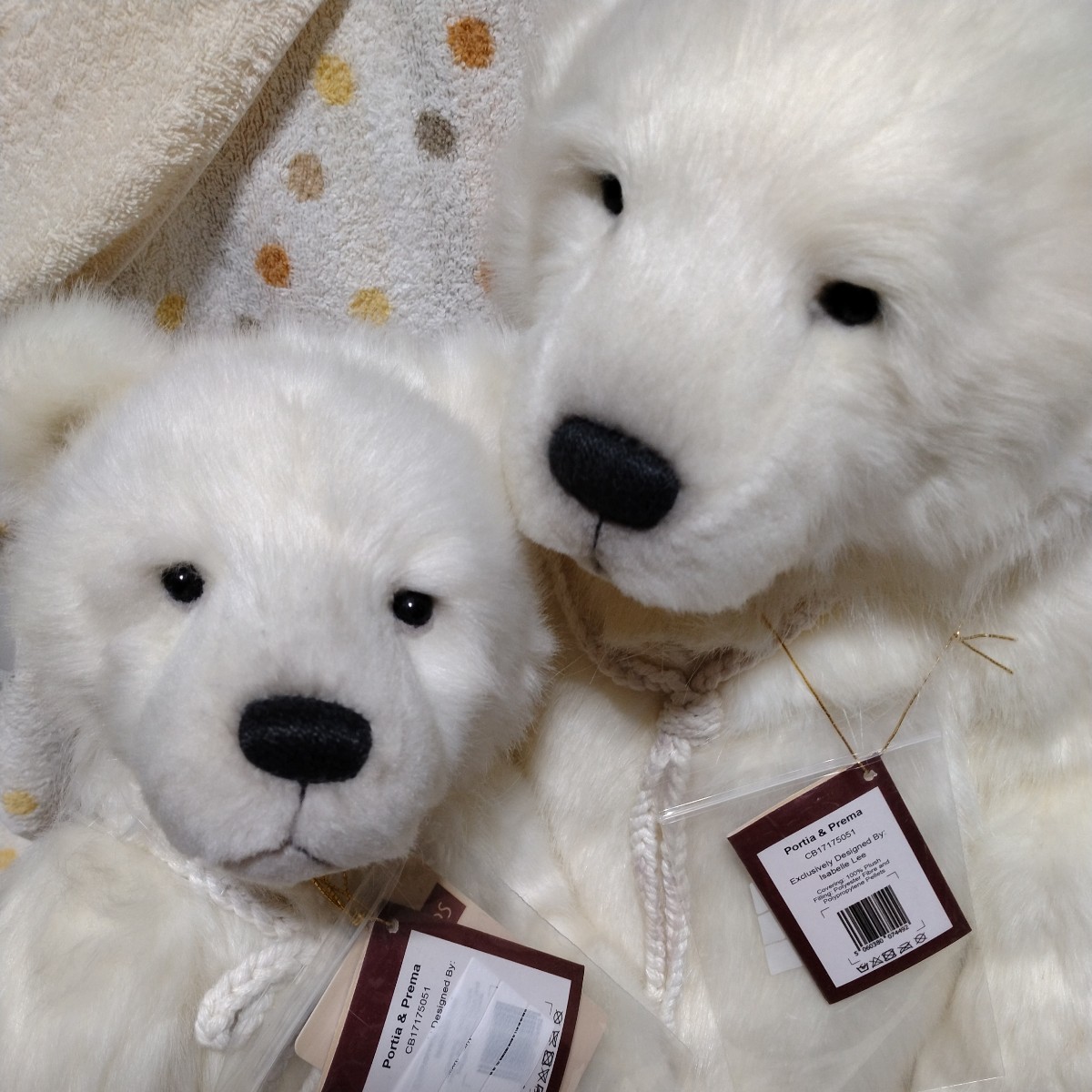 5ジョイント親子ポーラベア★親ぐま57cm、子ぐま40cm、限定1500体テディベアCHARLIEBEARS 美品_画像1