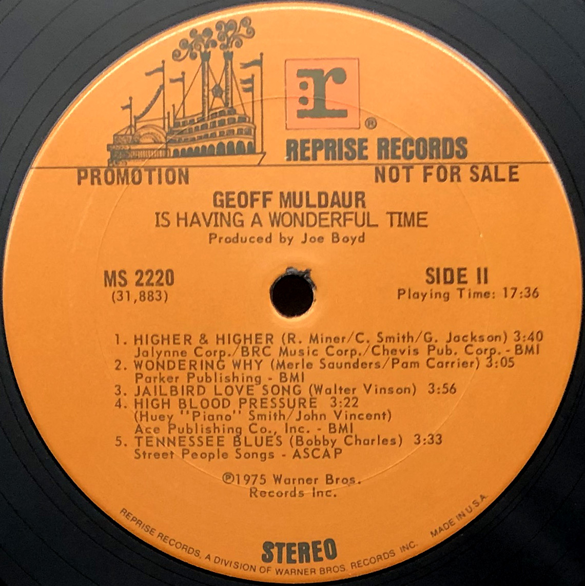 ★美盤 US ORIG PROMO LP★GEOFF MULDAUR/Is Having A Wonderful Time 1975年 ブラックホーク99選 WOODSTOCK 極上GOOD TIME MUSIC プロモ盤_画像4