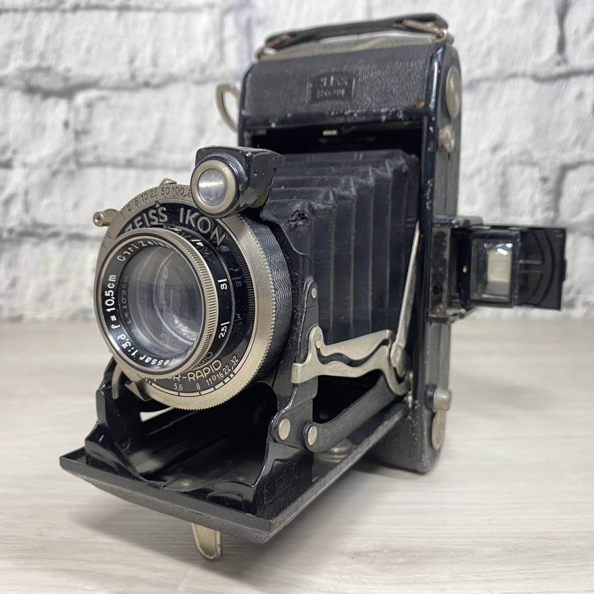 【YH-7619】中古現状品 ZEISS IKON COMPUR-RAPID 1:3.8 F＝10.5㎝ ツァイス Ikonta イコンタ 520/2 蛇腹カメラ シャッターOK_画像1