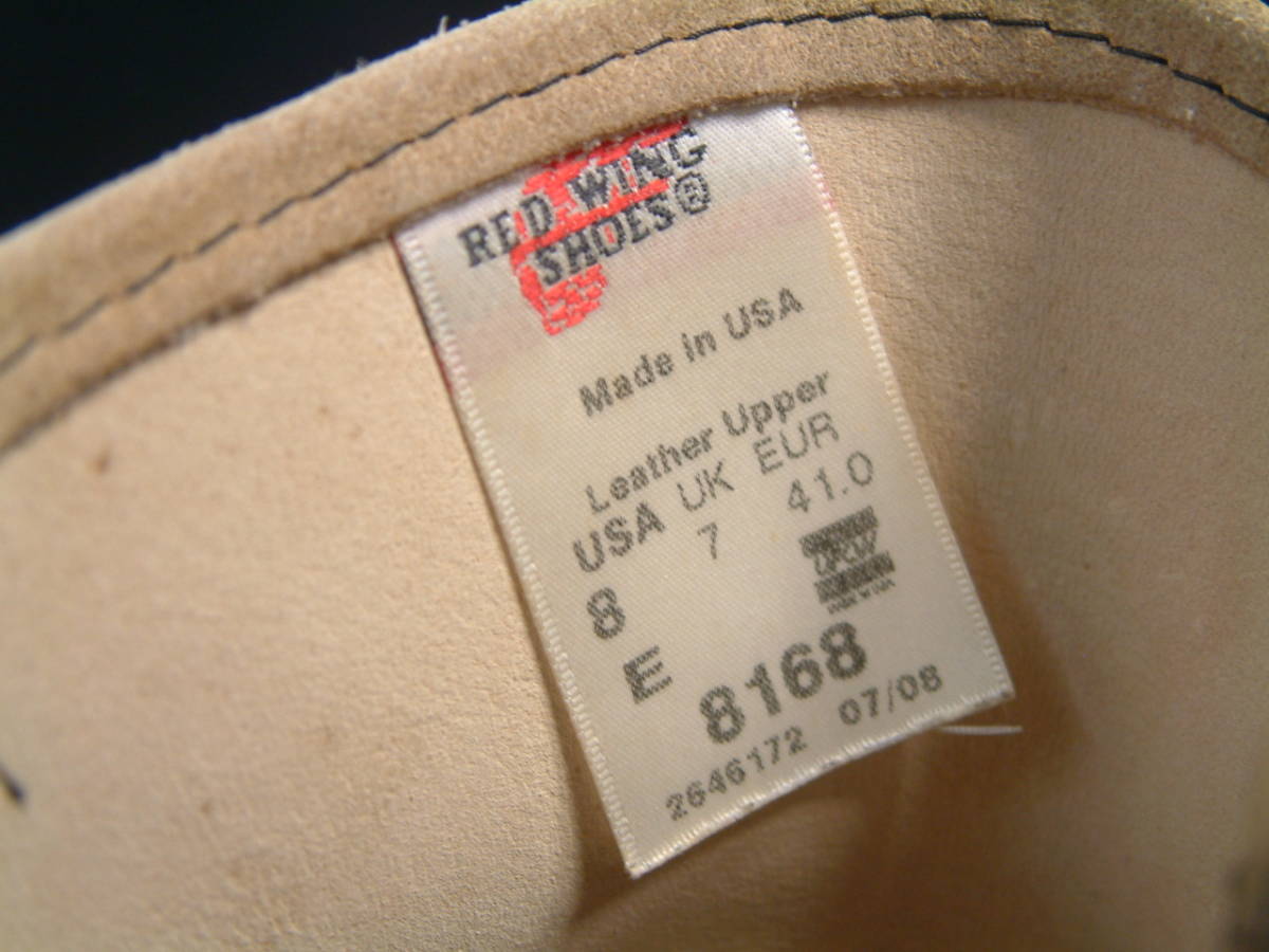 ●8E 8168 廃盤 PECOS Red Wing Shoes HAWTHORNE “ABILENE” ROUGHOUT レッドウイング スエード ペコス July 2008_画像6