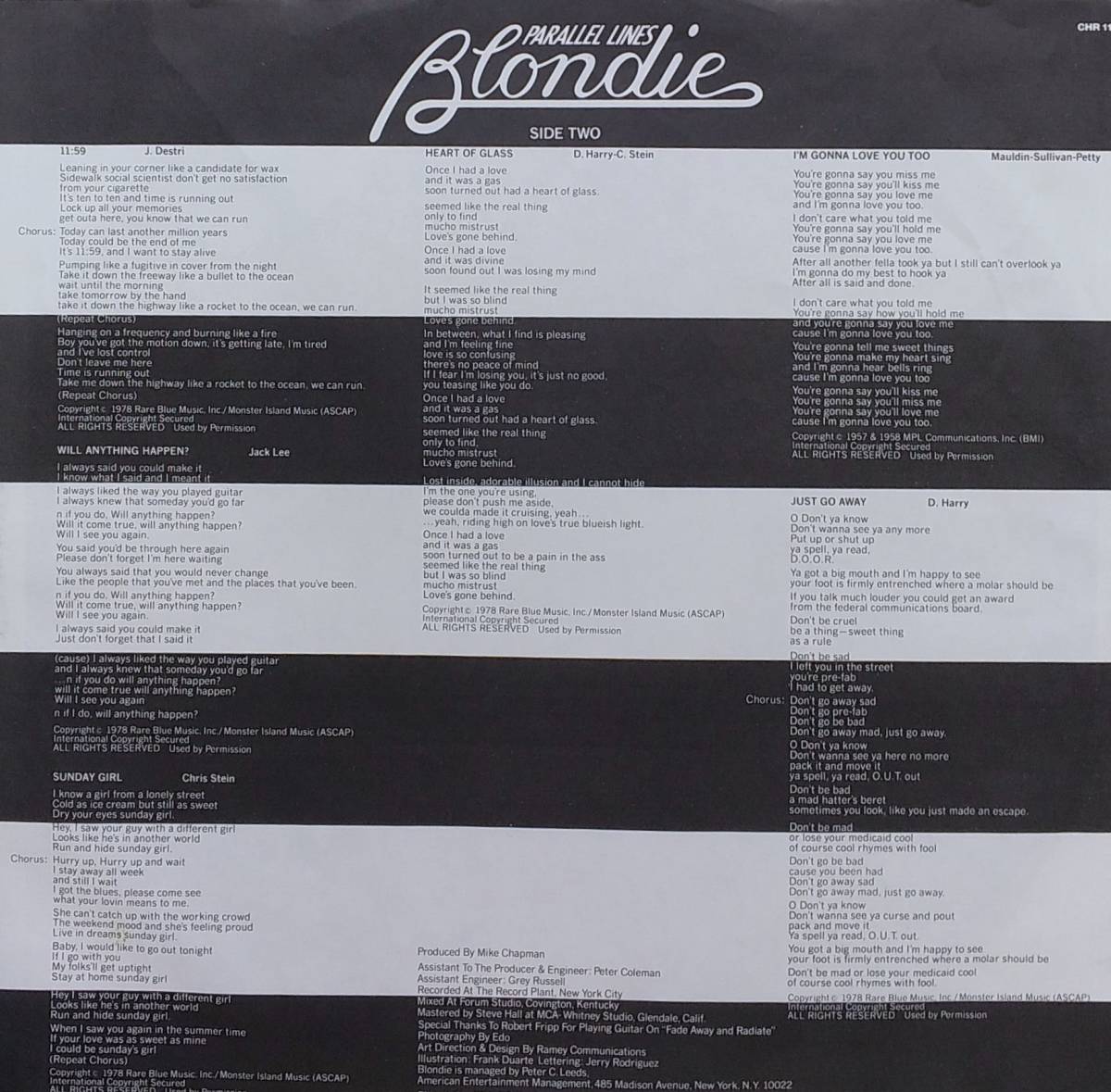 匿名・送料無料！ ブロンディ / Blondie LP 「恋の平行線 /Parallel Lines」の画像4