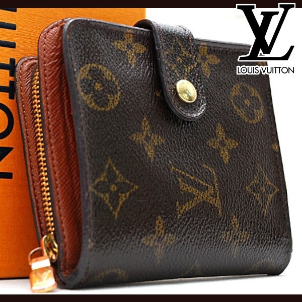 ★超美品★ ルイヴィトン Louis Vuitton モノグラム コンパクトジップ 財布 本物 美品 1円 M61667 定価約6万 24011701_画像1