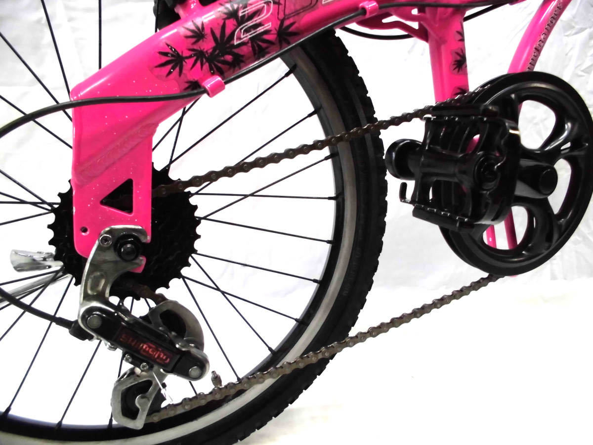 1円～【DOPPELGANGER】※ MTB 205 折り畳み自転車 SHIMANO 6速 20インチ ミニベロ 小径車 ピンク色 1060_画像7