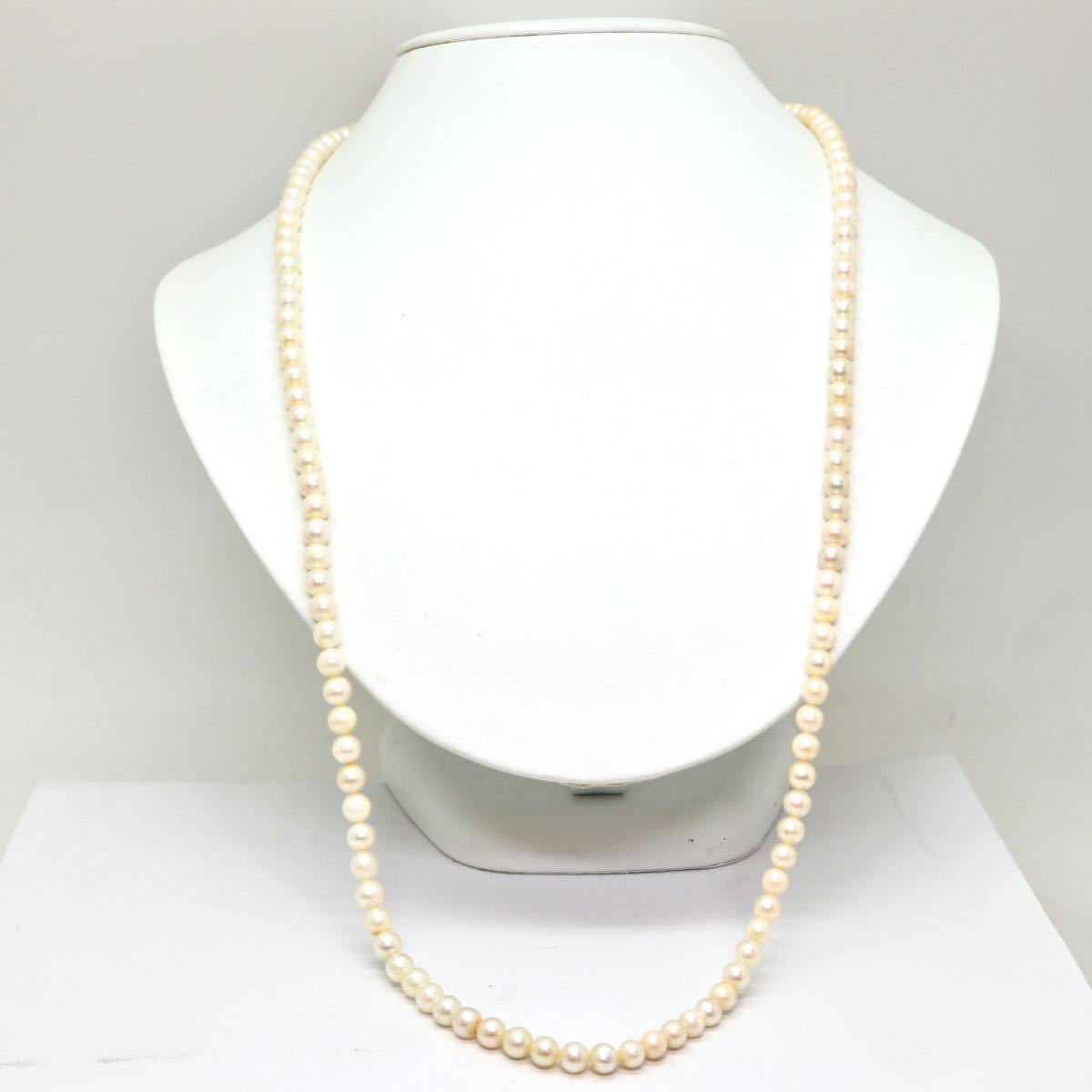 ◆アコヤ本真珠ロングネックレス◆J 約34.2g 約73.5cm 5.0-5.5mm珠 真珠 パール pearl ジュエリーjewelry necklace DA5/DE0_画像2