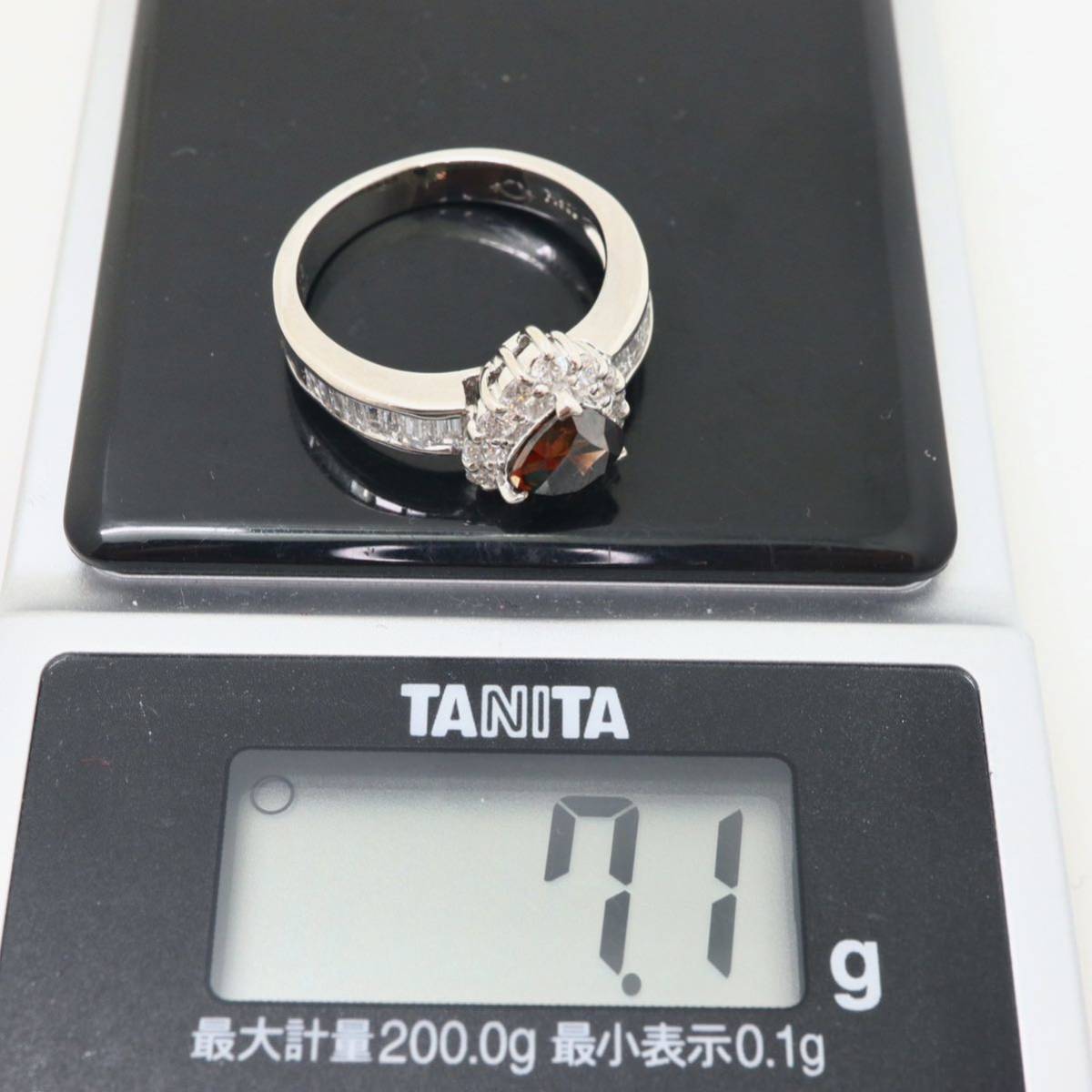 1ct up!!◆Pt900 天然ブラウンダイヤモンド/天然ダイヤモンドリング◆J 約7.1g 1.132ct 0.95ct 13号 diamond ジュエリー ring 指輪 EI0/EI0_画像10