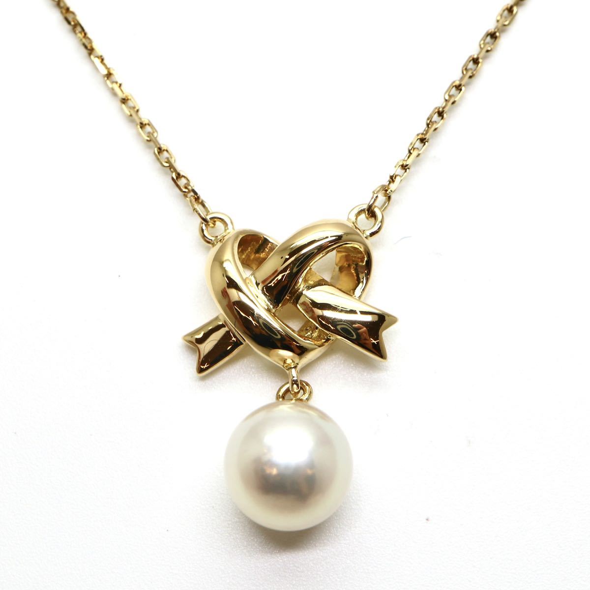 MIKIMOTO(ミキモト)◆K18アコヤ本真珠ネックレス◆J★ 約4.3g 約41.0cm 7.5mm珠 真珠 パール pearl ジュエリーjewelry necklace EB9/EC2_画像1