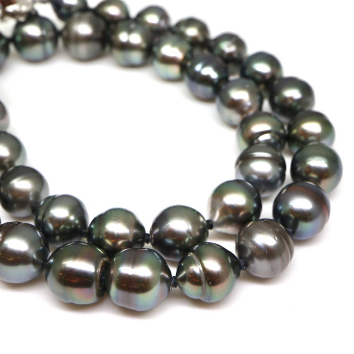 ◆南洋黒蝶真珠ネックレス◆J 約53.2g 約43.5cm 8.5-11.0mm珠 真珠 パール pearl ジュエリーjewelry necklace EA5/EB5_画像4