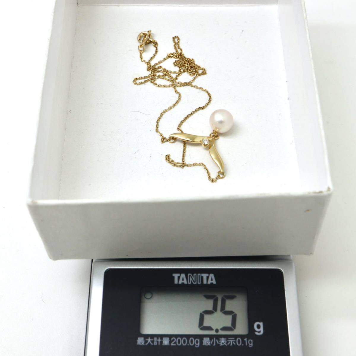 MIKIMOTO(ミキモト)◆K18 天然ダイヤモンド/アコヤ本真珠ネックレス◆J 約2.5g 約41.0cm necklace jewelry ジュエリー パール pearlEA6/EA9_画像10