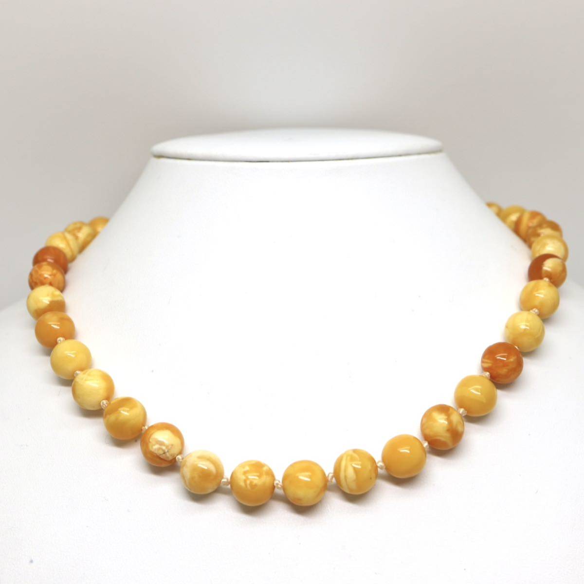 ◆天然ロイヤルアンバーネックレス◆J 約20.9g 約45.5cm amber 本琥珀 ジュエリーjewelry necklace DB5/EB3_画像2