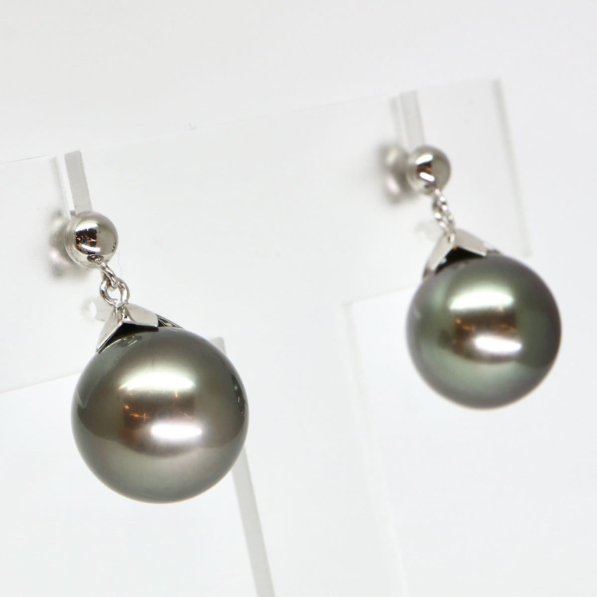 ◆Pt900 南洋黒蝶真珠ピアス◆J 約5.7g パール pearl ジュエリー necklace jewelry DC3/DF3_画像2