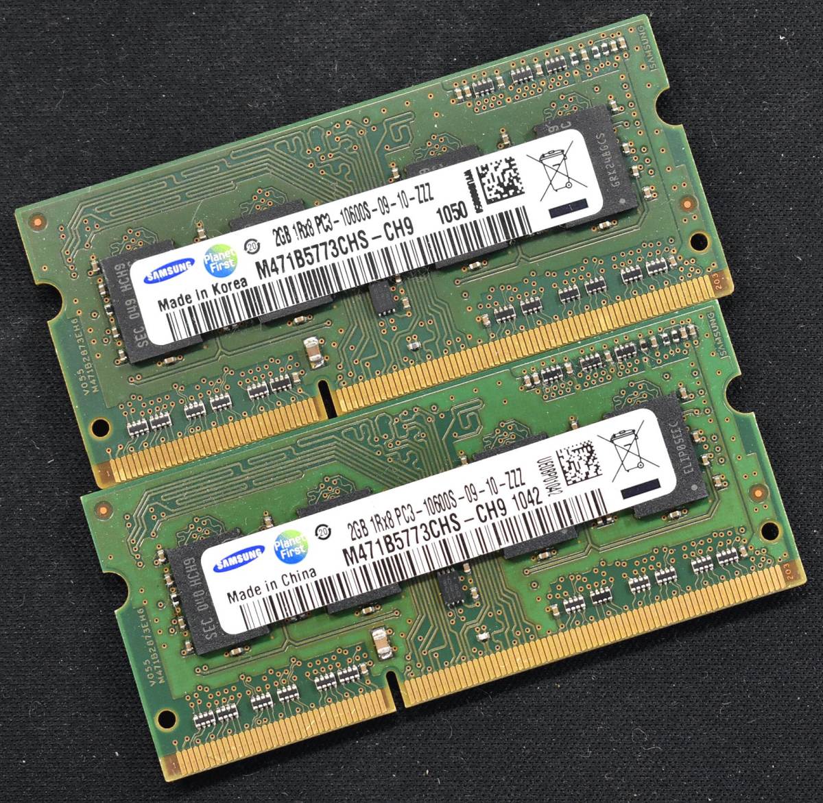 4GB (2GB 2枚組) PC3-10600S DDR3-1333 S.O.DIMM 204pin 1Rx8 ノートPC用メモリ 8chip SAMSUNG サムスン 2G 4G (管:SB0122 x9s_画像1