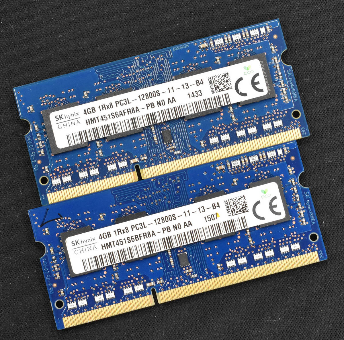 8GB (4GB 2枚組) PC3L-12800S DDR3-1600 S.O.DIMM 204pin 1Rx8 1.35V 低電圧対応 1.5V対応 SK-Hynix純正 4G 8G (管:SA4706 x3s_画像1