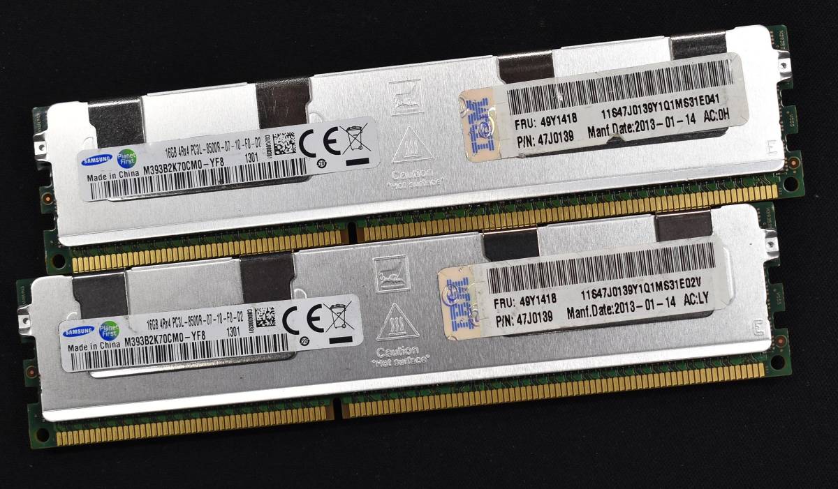 1円スタート 32GB (16GB 2枚組) PC3L-8500R DDR3L-1066 DDR3 REG 4Rx4 240pin ECC Registered Samsung サーバー MacPro向け (SA5372-5(6E_画像1