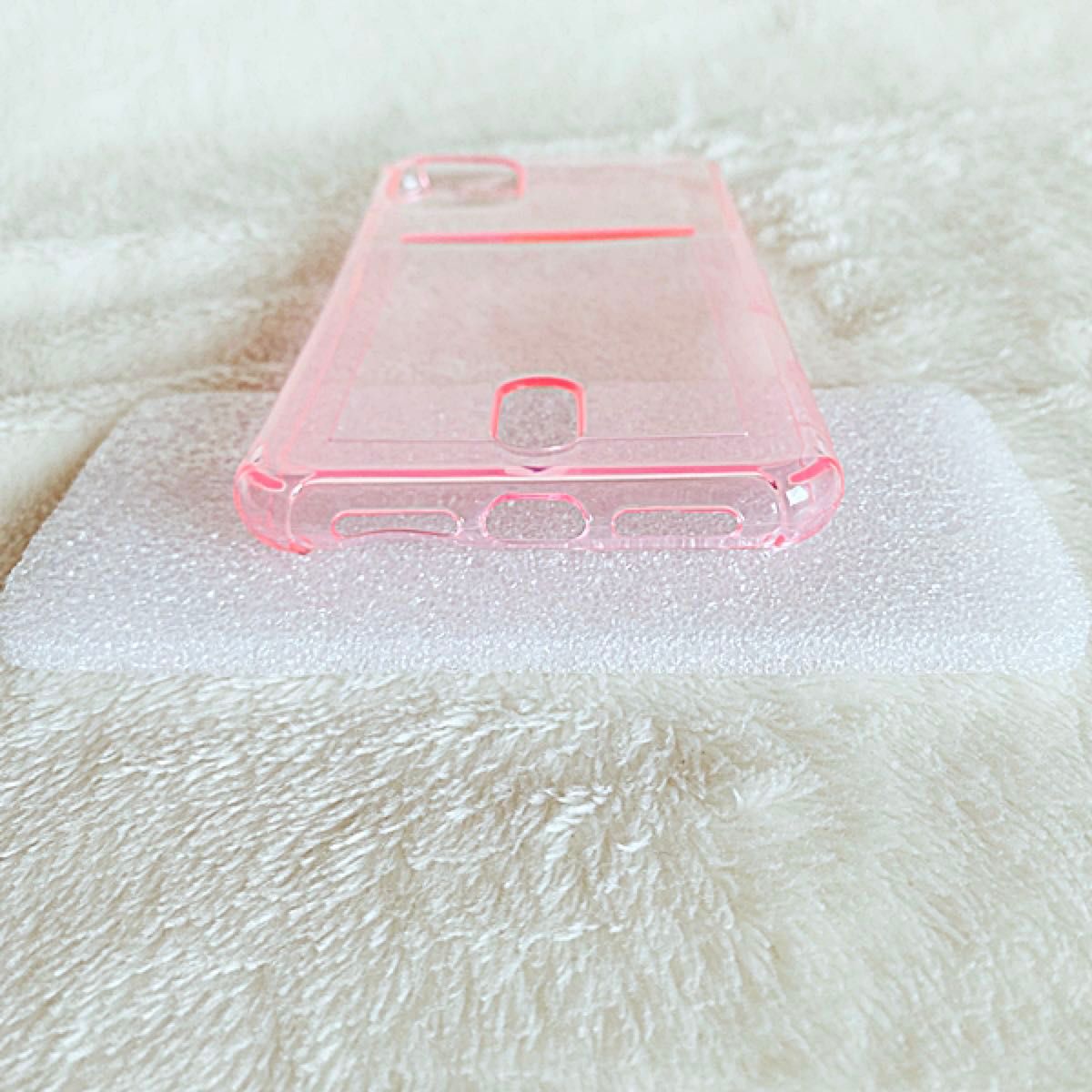 iPhone11 ケース アイホンケース ポケット付き クリア（ピンク） 新品