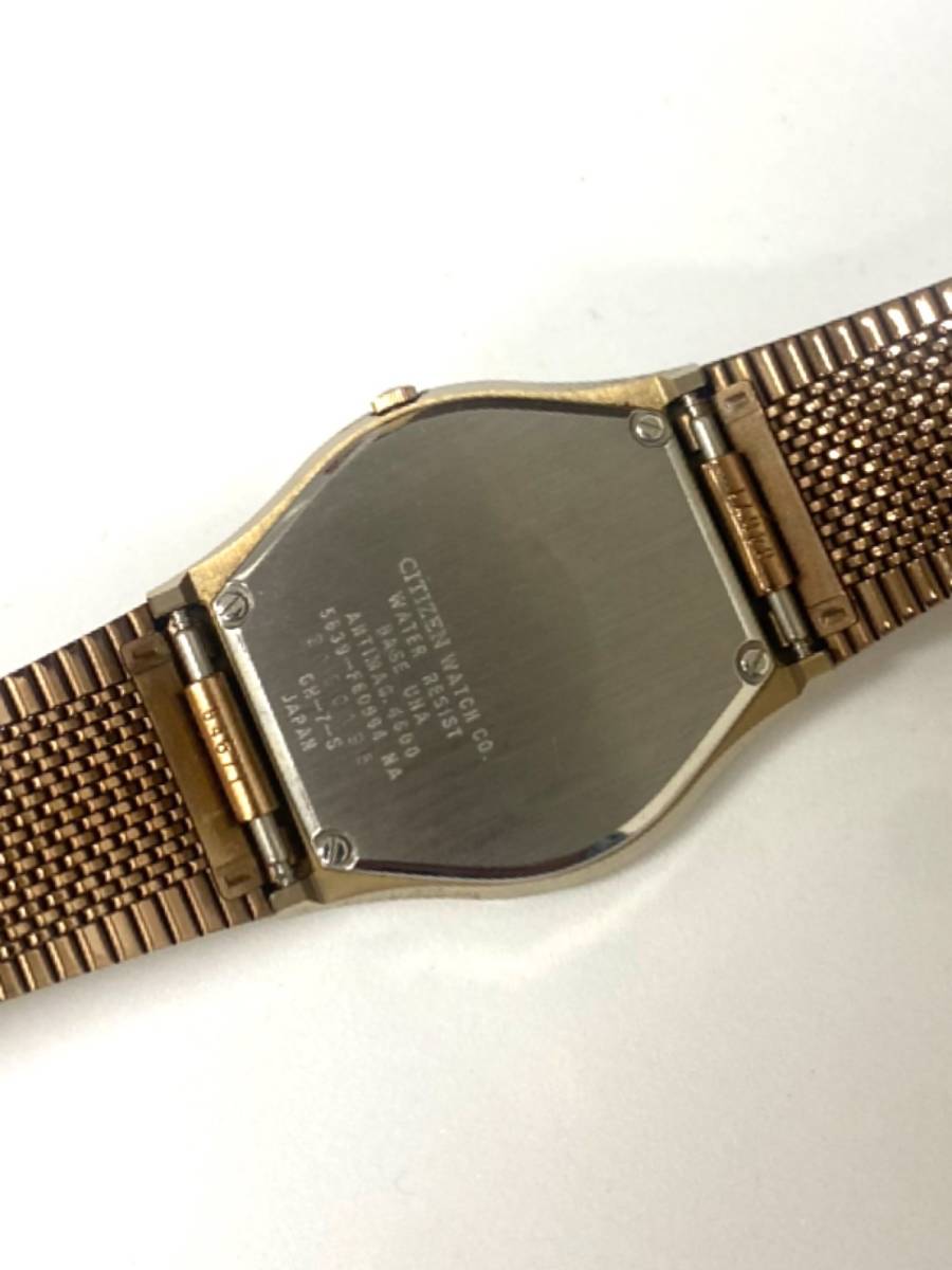 美品 シチズン CITIZEN EXCEED エクシード 腕時計 クォーツ メンズ ゴールド文字盤 未稼働 ラウンドフェイス mt120801_画像2