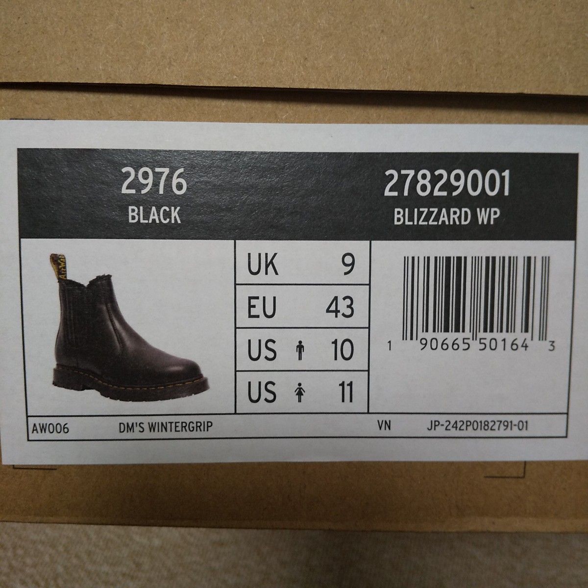 Dr.Martens 2976 BLACK BLIZZARD WP UK9 ドクターマーチン サイドゴアブーツ チェルシーブーツ