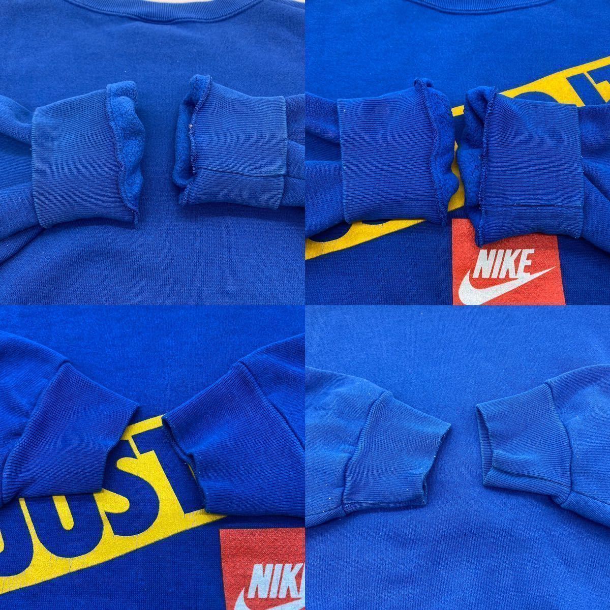 【L】90s NIKE vintage sweat blue ナイキ スエット パーカー ブルー ロゴ 長袖 USA製 トレーナー T60_画像6