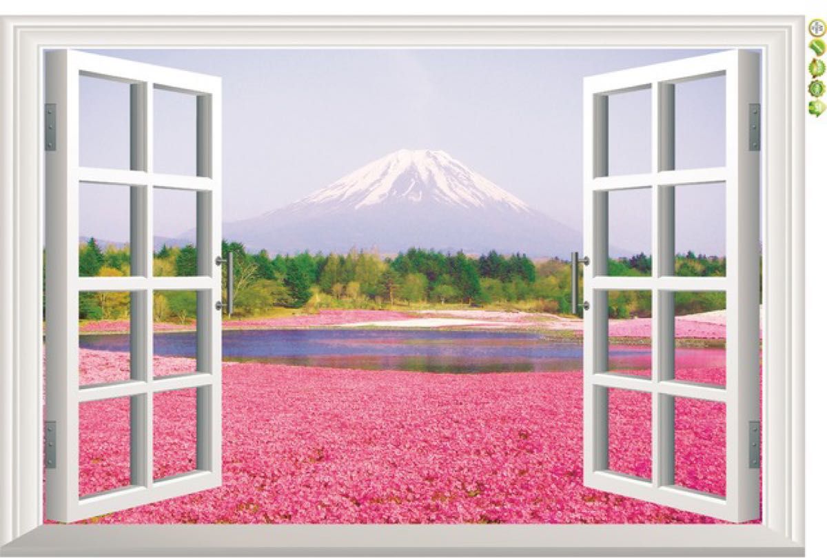 MAL032 ウォールステッカー 3D窓 富士山 自然 桜 花 剥がせる シート 壁紙 シール インテリア