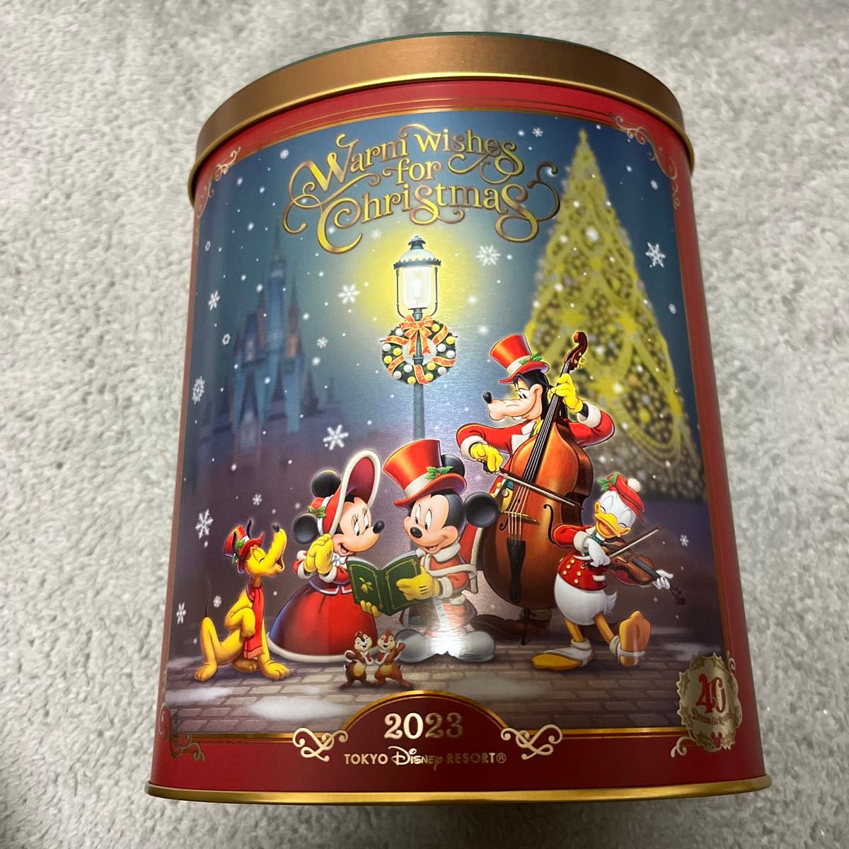 ディズニー クリスマス グーフィー ミニー ミッキー ドナルド 空き缶　40周年