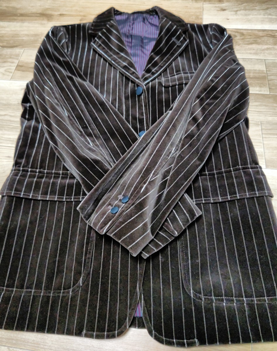 MEN*S BIGI RadmesS thick tailored jacket stripe pattern corduroy Brown postage included free size 