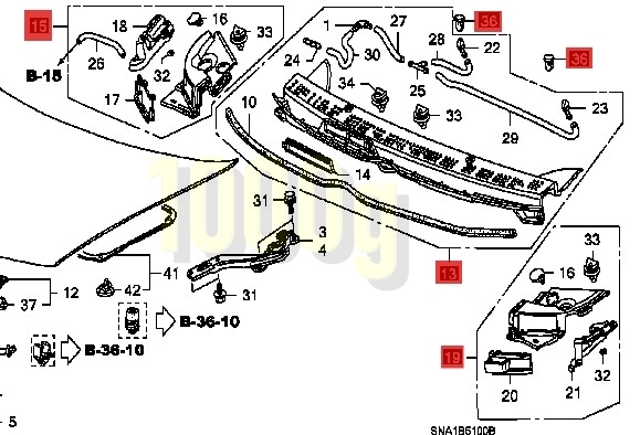 【ホンダ純正新品】HONDA 未使用品 ★超希少品★ シビック FD2 タイプＲ カウルトップセット サイド・クリップセット 2007/3-2010/8の画像4