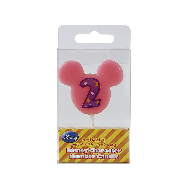 誕生日に ディズニーキャラクターナンバーキャンドル 2 ピンク 年齢 数字 ミッキー