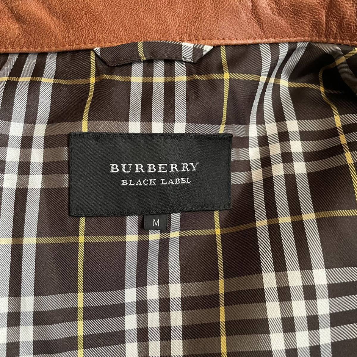 261 バーバリーブラックレーベル 『圧巻の英国調』BURBERRY BLACK LABEL レザー ブルゾン ジャケット ノバチェック ブラウン M-L_画像8