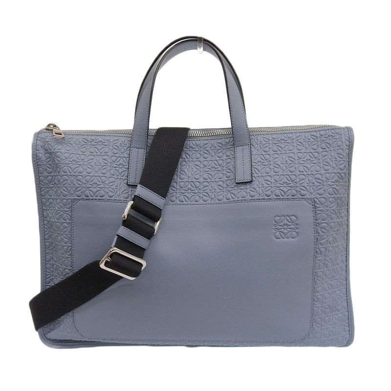 ロエベ LOEWE 2WAYバッグ ハンドバッグ ショルダーバッグ アナグラム レザー ストーンブルー 中古 新入荷 OB1695