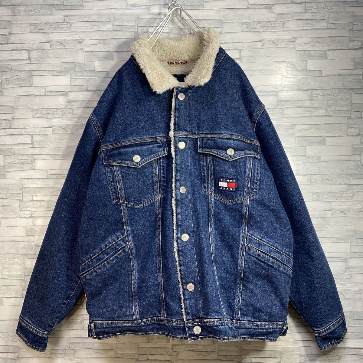 TOMMY JEANS ビック刺繍ロゴ　デニム　ボアジャケット　Gジャン　トミージーンズ　デカロゴ　タグ付き　未使用品