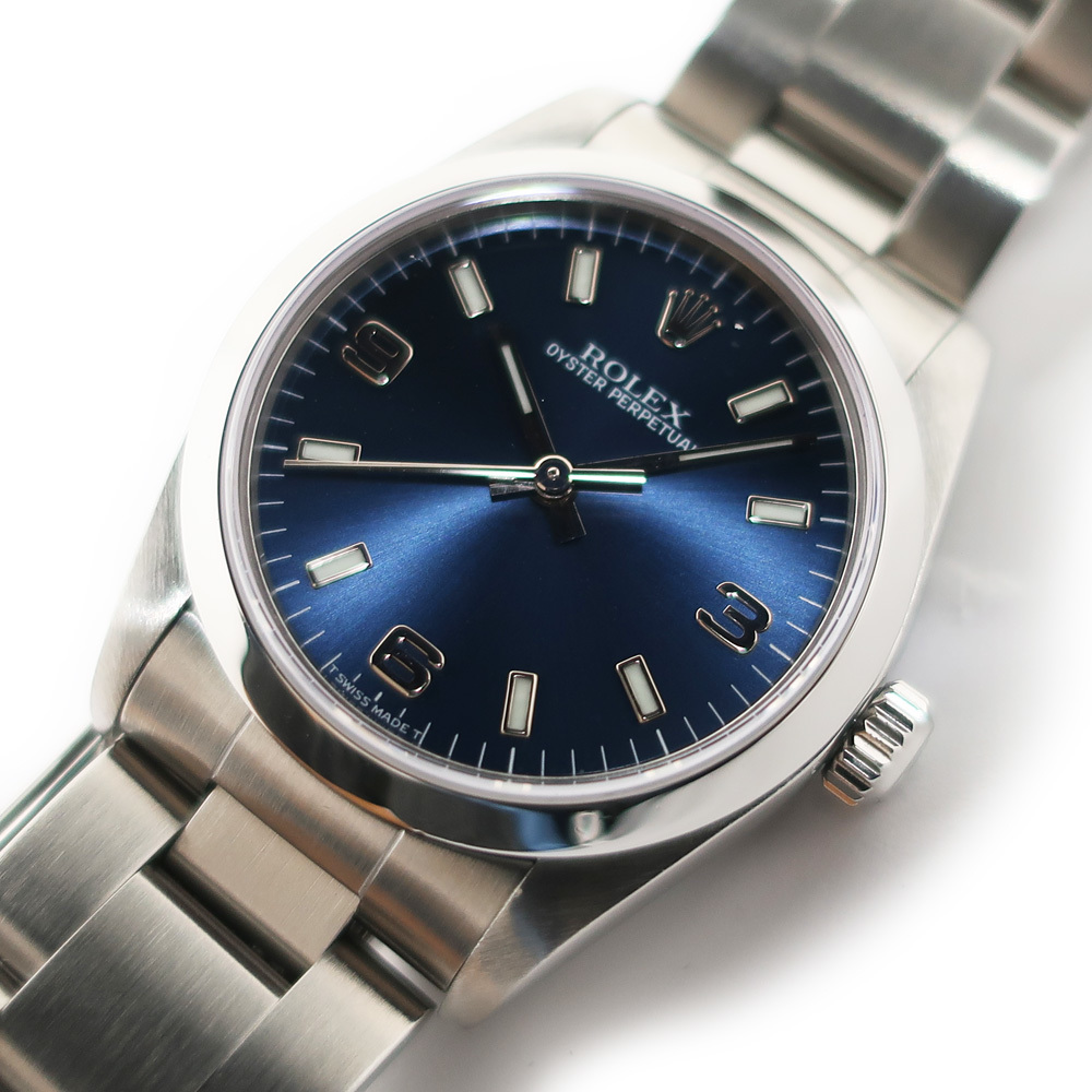 [ Tempaku ] Rolex oyster Perpetual Date 67480 U number blue OH* finish boys wristwatch 