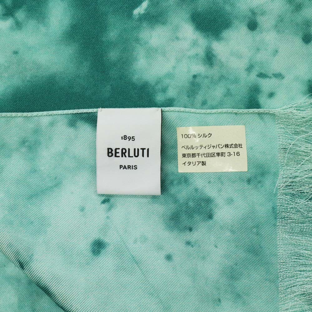 【栄】ベルルッティ ストール グリーン系 シルク スカーフ メンズ レディース ファッション 服飾小物_画像6