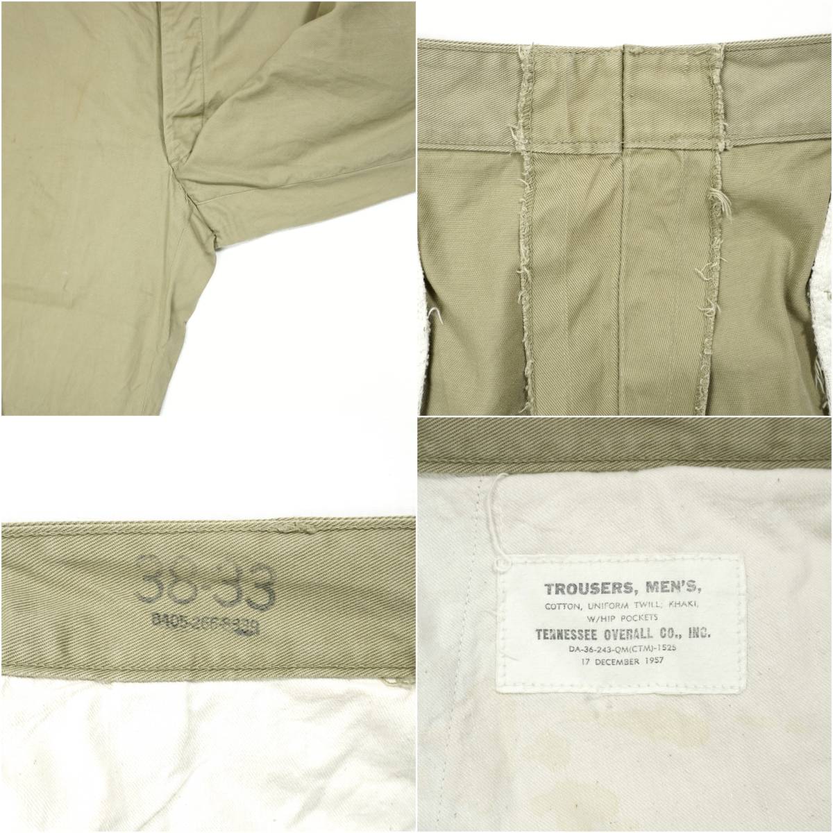 USMC KHAKI CHINO TROUSERS 1957s W38 L33 MIL24003 米海兵隊 カーキチノ チノパン 1950年代 ヴィンテージ マリンコープ マリンコ_画像9