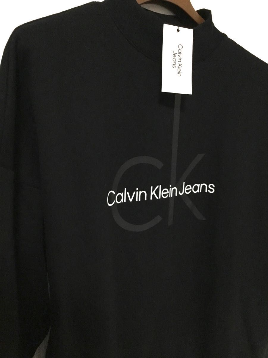 新品　Calvin Klein Jeans　レディース　ロゴ入り　ハイネック　ビッグロゴ　スウェット　