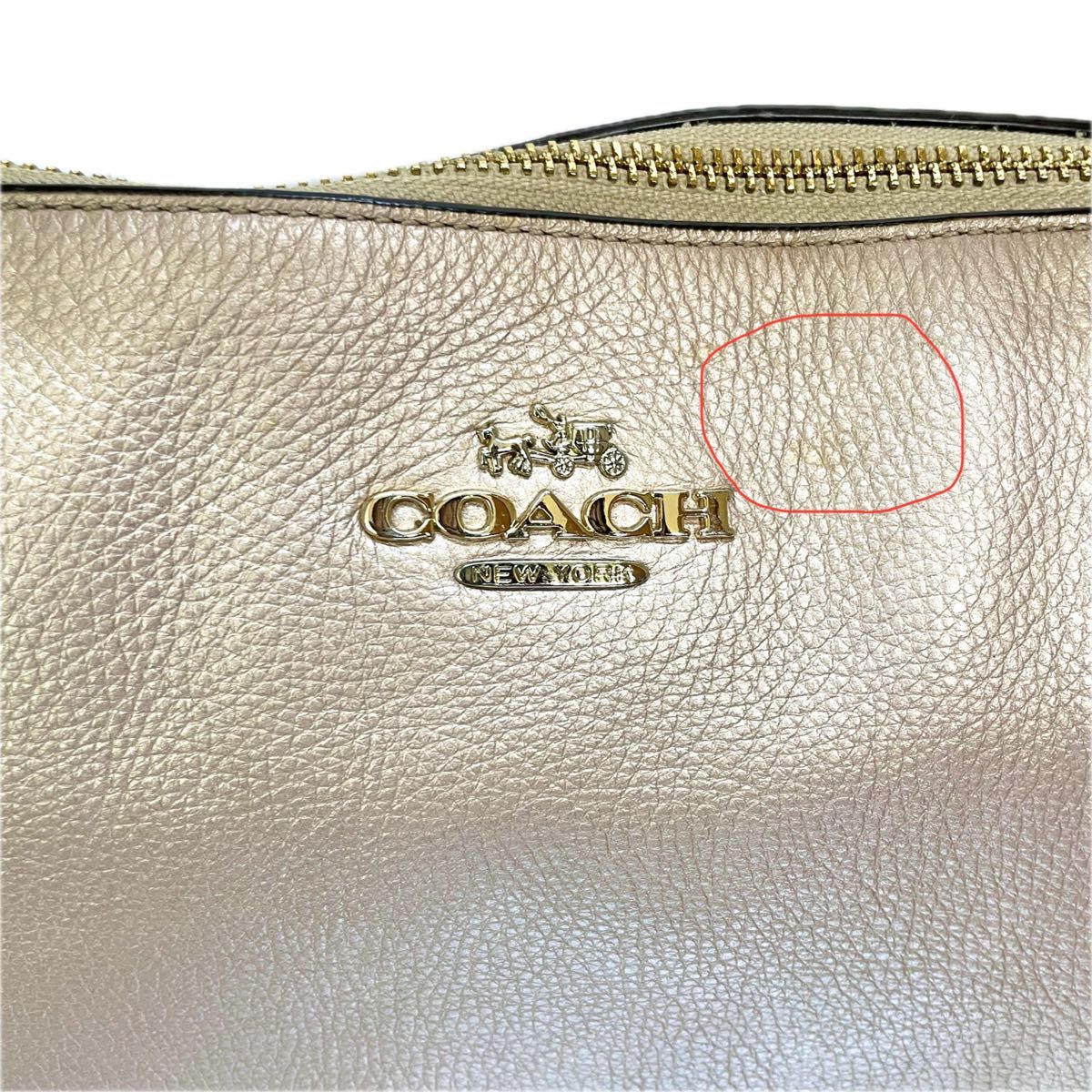 COACH コーチ 肩掛け トートバッグ ショルダー レザー ピンク メタリック ゴールド金具 パイソン A4