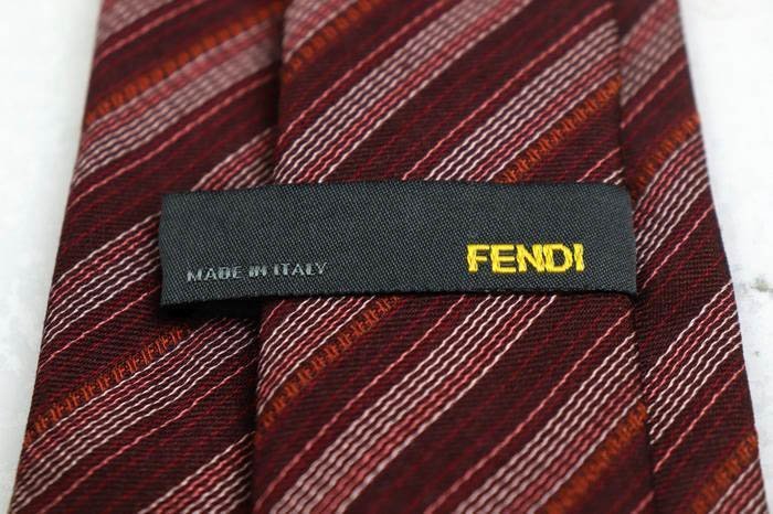 フェンディ ブランド ネクタイ シルク ストライプ柄 ズッカ柄 伊製生地 高級 メンズ パープル FENDI_画像4