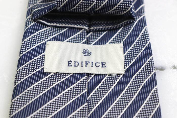 エディフィス EDIFICE ストライプ柄 シルク ライン柄 日本製 メンズ ネクタイ ネイビー_画像2