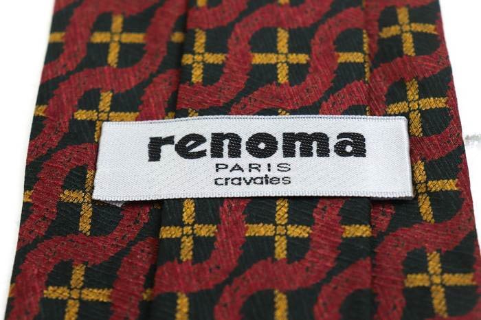 レノマ ブランドネクタイ チェック柄 格子柄 パネル柄 シルク メンズ ブラック renoma_画像4