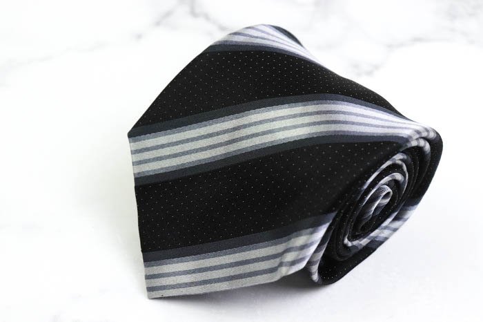  Benetton brand necktie stripe pattern dot gradation silk men's black BENETTON