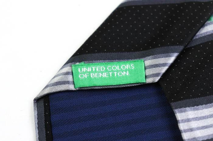  Benetton brand necktie stripe pattern dot gradation silk men's black BENETTON
