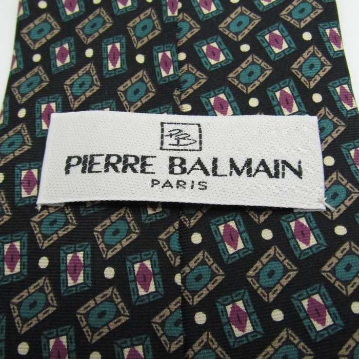 ピエールバルマン ブランド ネクタイ ドット 小紋柄 幾何学模様 シルク イタリア製 メンズ ブラック PIERRE BALMAIN_画像4