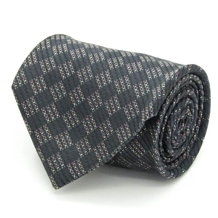 [ superior article ] I m Pro duct im product Issey Miyake check pattern silk fine pattern pattern made in Japan line pattern men's necktie gray 